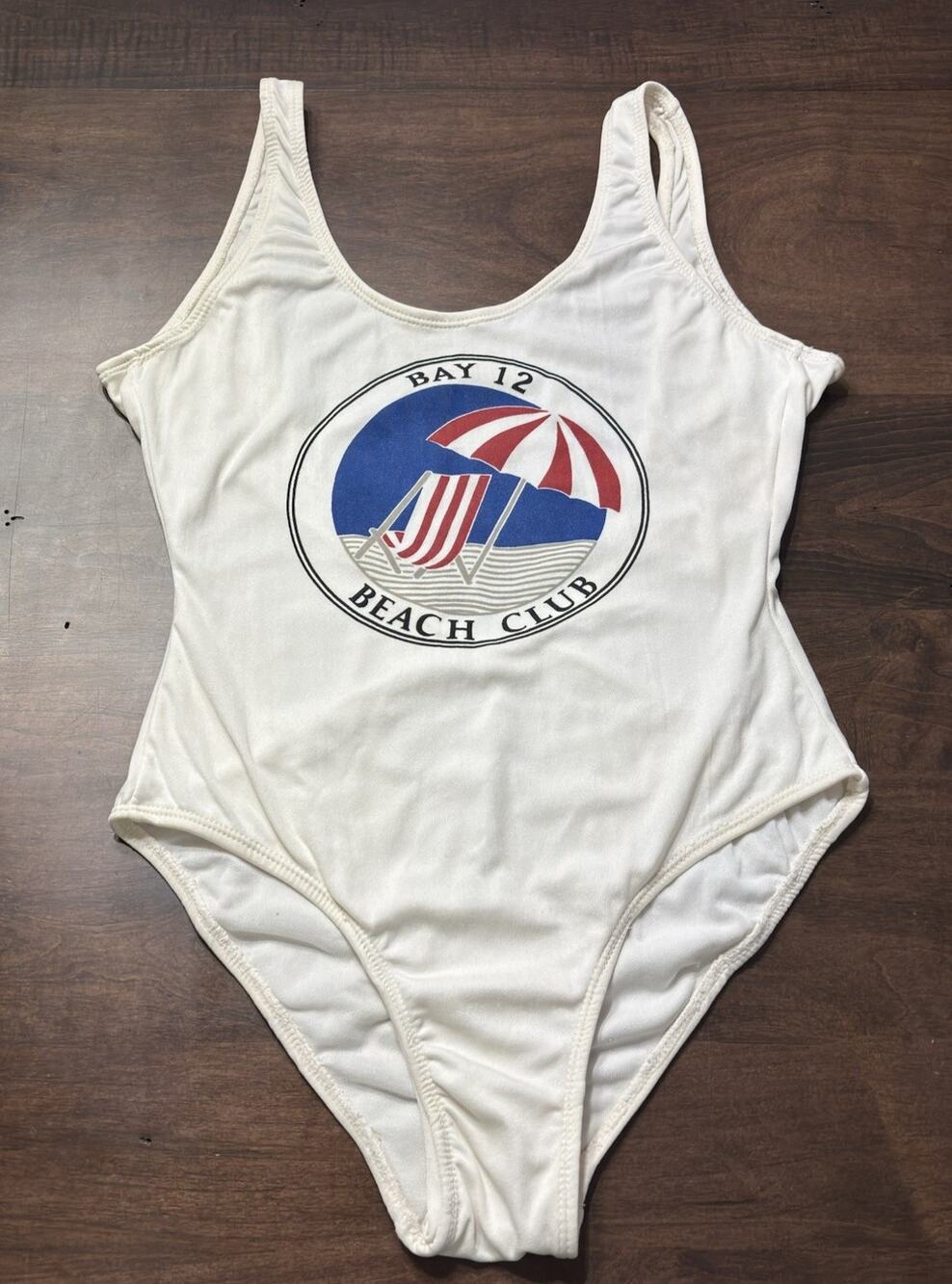VTG 90s Beach Club One Piece High Cut Swimsuit Sz 11/ Small Retro Baywatch Beach